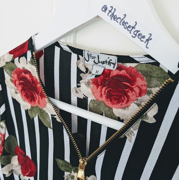 Rose print cinched waist shirt dress - Picture 3 of 4